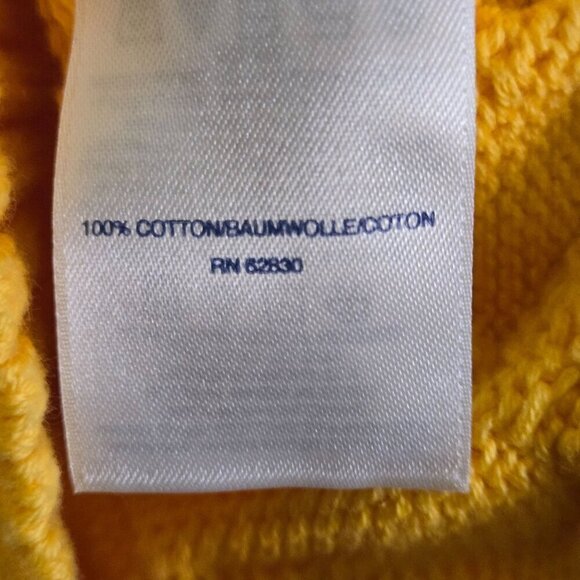 Lands' End Drifter Yellow Cable Knit Fisherman Midweight  Cotton Sweater Size XS - Picture 5 of 5